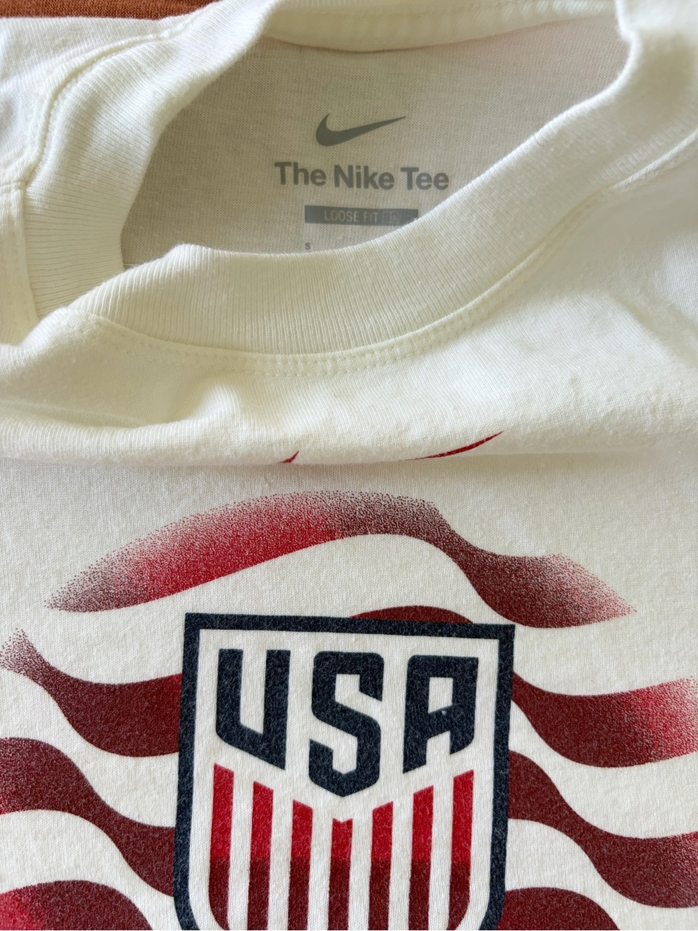 Nike USMNT USA Soccer Women’s Tee with USA Shield Graphic 100% Cotton